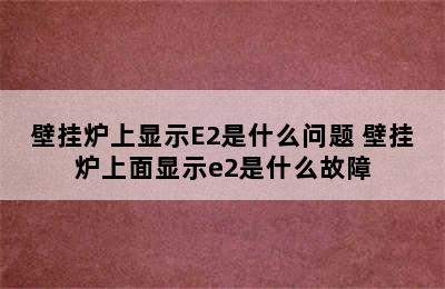 壁挂炉上显示E2是什么问题 壁挂炉上面显示e2是什么故障